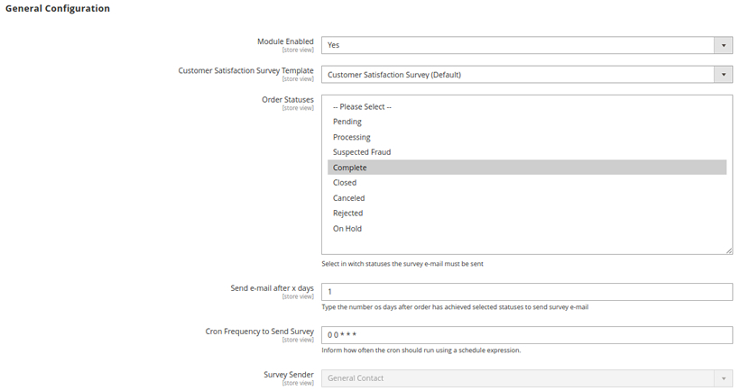 Settings screen